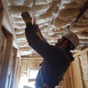 a guy installing thermal insulation