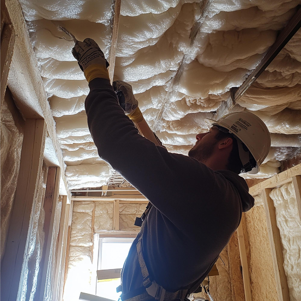 a guy installing thermal insulation